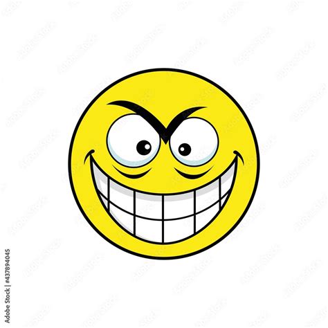 Yellow face emoticon cartoon evil laugh vector graphics Stock Vector | Adobe Stock