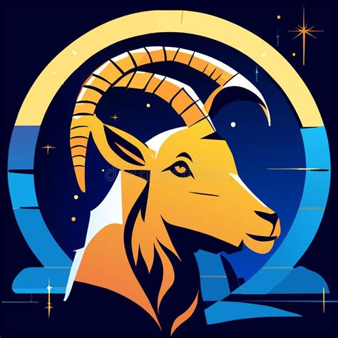 Goat Zodiac Sign Cartoon Illustration Of A Goat In The Starry Sky