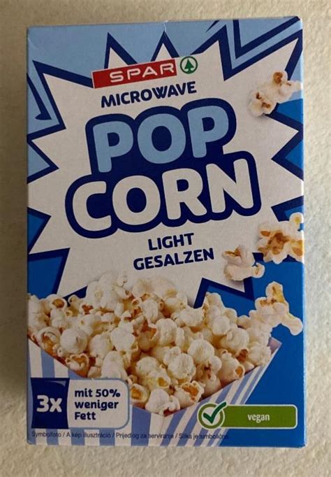 Microwave Popcorn Light Gesalzen Spar Kalorie Kj A Nutri N Hodnoty