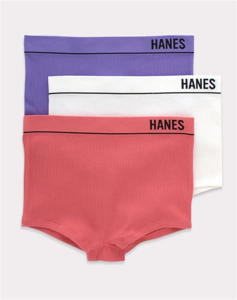 Hanes Originals Womens Underwear Seamless Rib Boyfit Panties 3 Pack