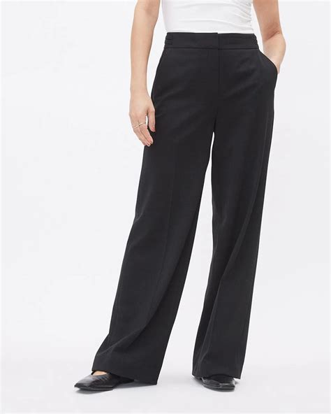 Pantalon Noir Jambe Large Et Taille Haute Rw Co