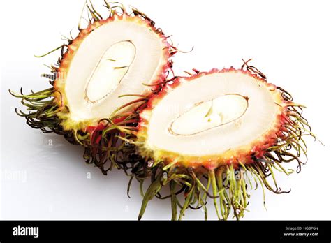 Cut Open Rambutan Nephelium Lappaceum Stock Photo Alamy