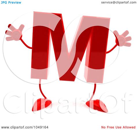 Royalty Free RF Clip Art Illustration Of A 3d Red Letter M Character