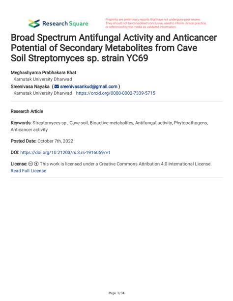 Pdf Broad Spectrum Antifungal Activity And Anticancer Potential Of