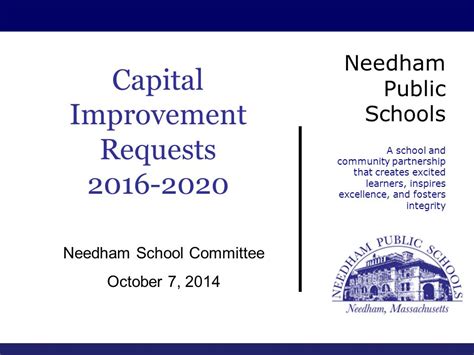 Scholarship Capital Improvement Requests Needham School Committee