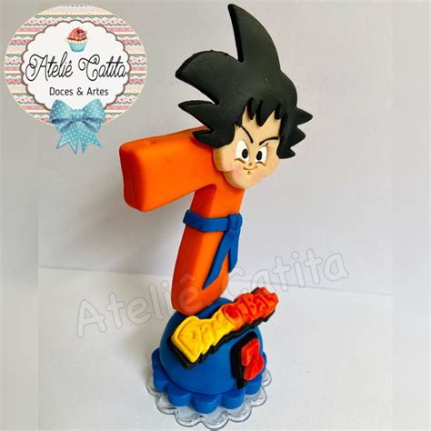 Vela 7 Anos Dragon Ball Z Personalizada Topo De Bolo Biscuit