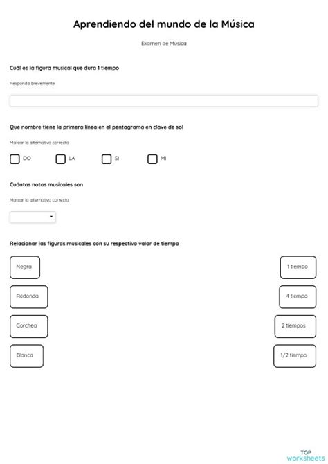 Aprendiendo Del Mundo De La Música Ficha Interactiva Topworksheets