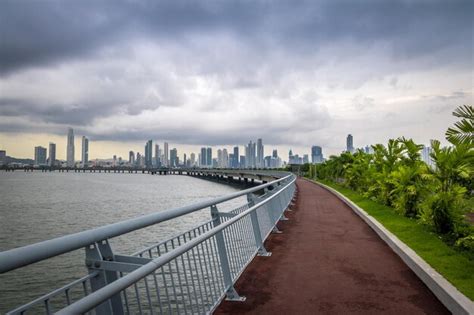 Premium Photo | Jogging path wit skyline view in cinta costera panama ...