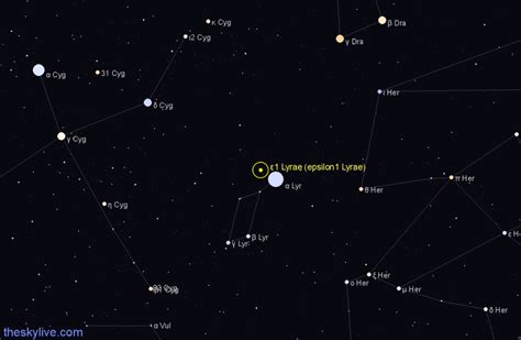 ε1 Lyrae (epsilon1 Lyrae) - Star in Lyra | TheSkyLive.com