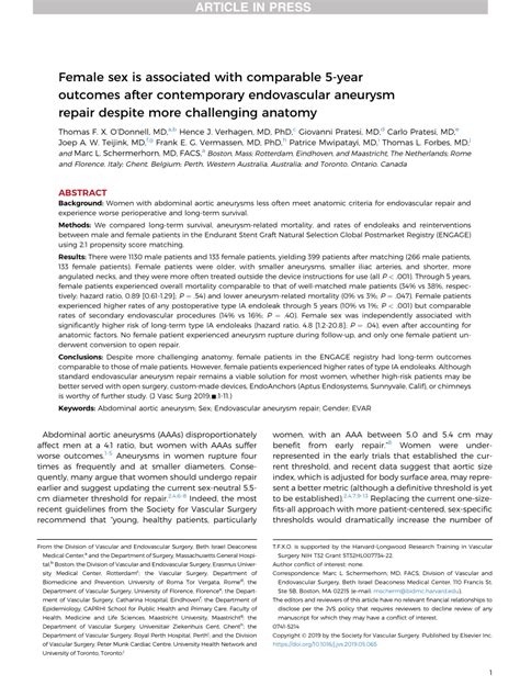 Pdf Female Sex Is Associated With Comparable 5 Year Outcomes After