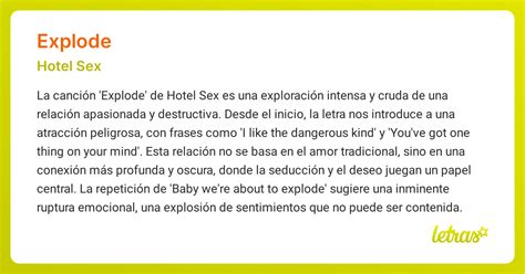 Significado De La Canción Explode Hotel Sex Letrascom