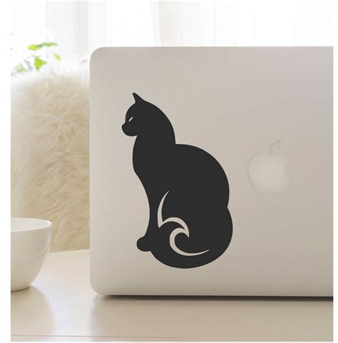 Cat Laptop Decal, Cat Computer Sticker, Cat Decal, Setting Cat Decal, Animal Decal, Cat Laptop ...