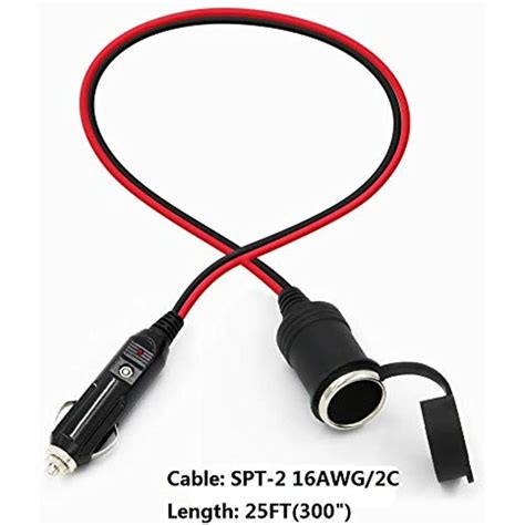 Ft Cigarette Lighter Extension Cord Male Plug To Female Socket