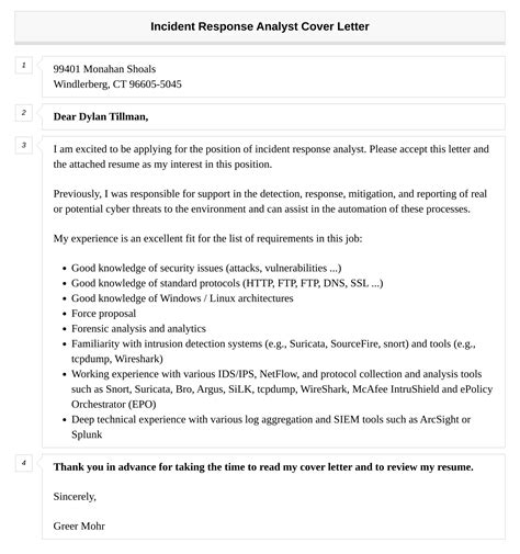 Incident Response Analyst Cover Letter Velvet Jobs