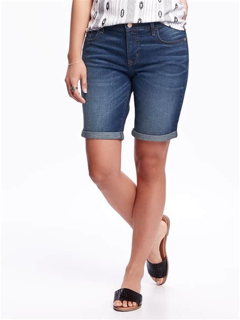 Cuffed Denim Bermudas For Women Old Navy