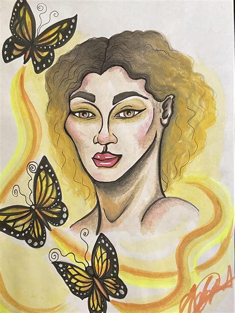 Yellow Butterfly Cartoon Portrait 3 By Artbyron1989 On Deviantart