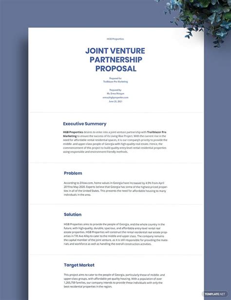 Real Estate Investment Proposal Template Free Printable Form