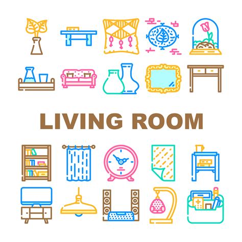 living room interior icons set vector 21754539 Vector Art at Vecteezy