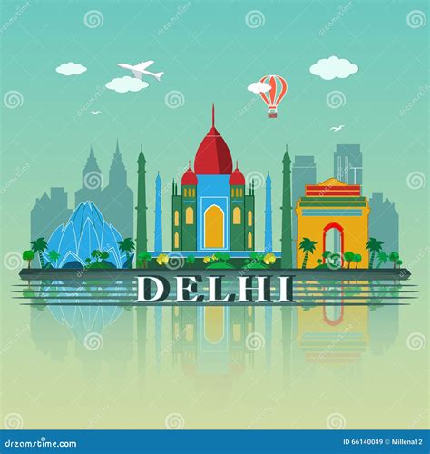 Modern Delhi City Skyline Design. India Stock Vector - Illustration of facade, icon: 66140049