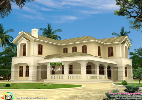 Colonial Type Flat Roof House Architecture Kerala Home Design And