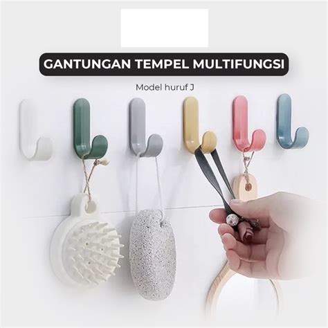 Jual Gantungan Kunci J Hook Kail Tempel Serbaguna Lemari Dapur Kamar