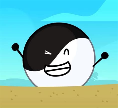 an animated image of a black and white ball with two sticks sticking ...