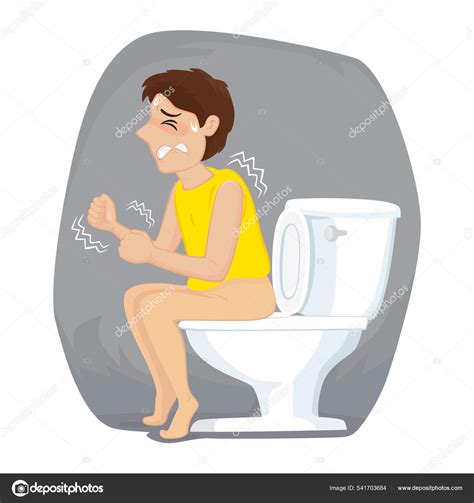 Man Suffering Constipation Illustration Vector Cartoon Stock