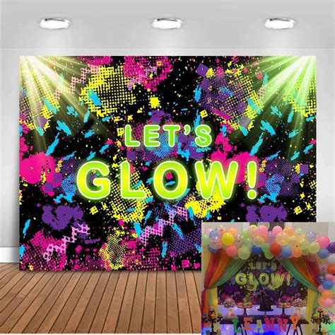 Mocsicka Glow Neon Party Backdrop 7x5ft Lets Glow