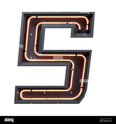 3d Illustration Of Orange Neon Light Alphabet Character Capital Letter