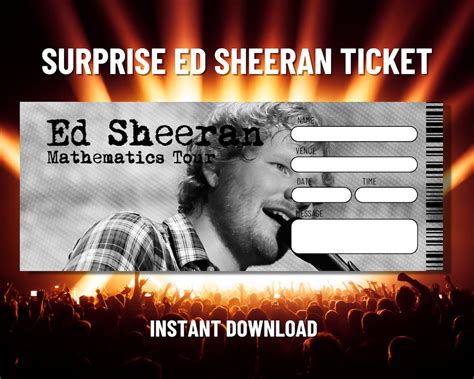 Ed Sheeran Ticket Surprise Mathematic Tour Ticket Instant Etsy