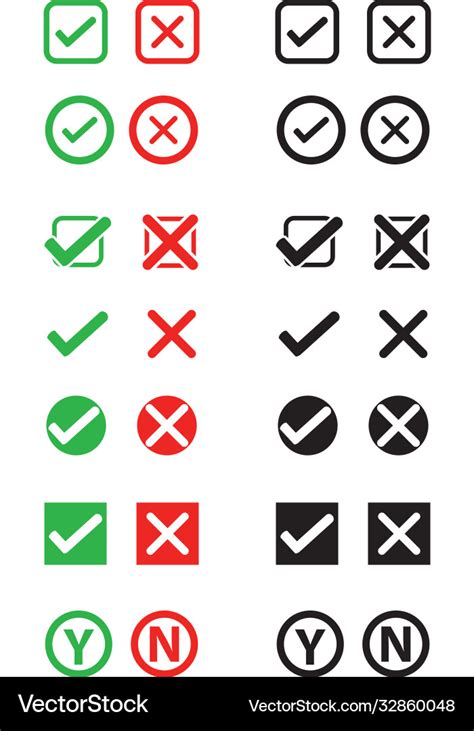 Check mark wrong icon set Royalty Free Vector Image