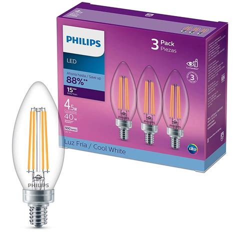 Pack Foco Philips Led Filamento B Base E Luz Fr A No Dimeable