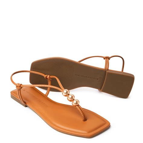 Rasteira Sandália Nude Almond Enfeite Glass Marrom