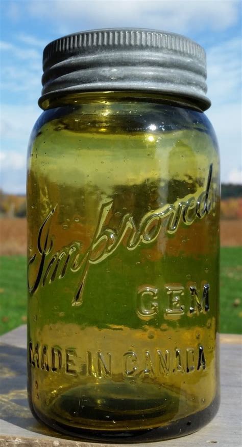 Rare Yellow Amber Quart Improved Gem Fruit Jar Lid Excellent Condition Ebay Jar Canning