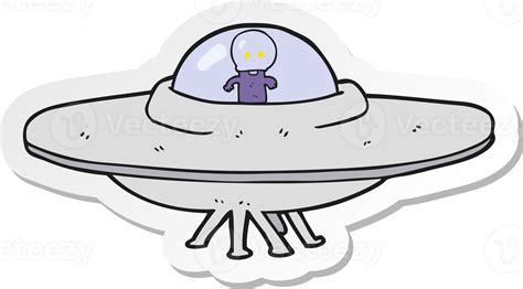 sticker of a cartoon alien flying saucer 36363727 PNG