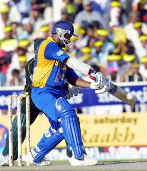 Sri Lankan Batsman Sanath Jayasuriya Cuts The Ball ESPNcricinfo