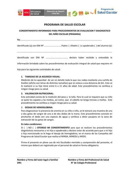 Formato De Consentimiento Informado Carlos Valasquez UDocz