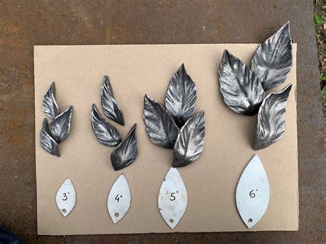 Set of hand forged leaves forged elements blacksmith elements iron