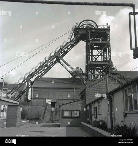 1970s Historical Shaft Mining Picture Shows A Headframe Or Winding