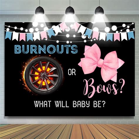 Burnouts Or Bows Black Backdrop For Gender Reveal Lofaris