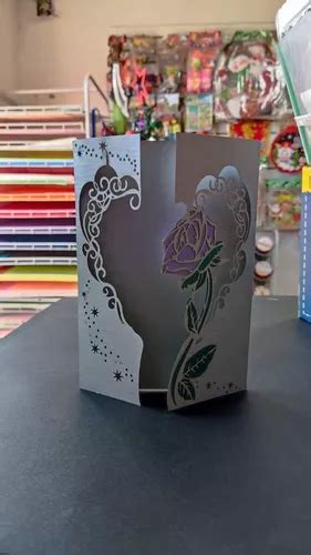 15 Sobres Invitacion La Bella Y La Bestia Plata Y Lila En Venta En