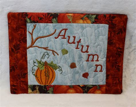 Fall Mug Rug Omas Place Machine Embroidery Designs