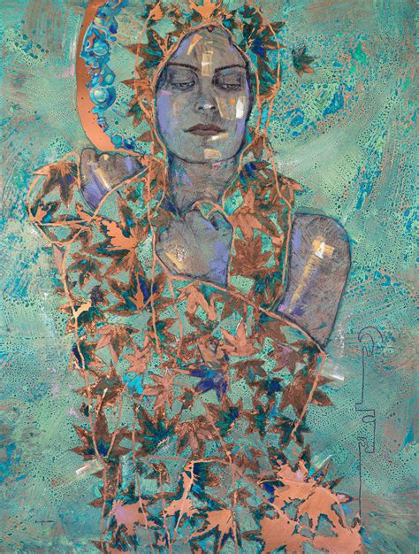 Richard Hawk Will Oil On Copper Female Figurative Portrait Blue