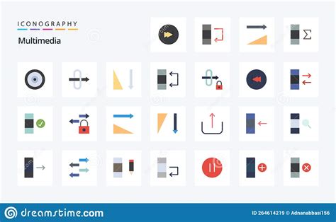 Paquete De Iconos De 25 Colores Planos Multimedia Ilustración del