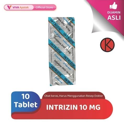 Jual Intrizin 10 Mg Cetrizine Alergi Gatal 10 Tablet Shopee