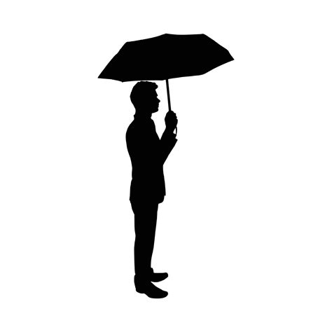 A Man Standing Under The Umbrella Silhouette Image 47804224 Vector Art