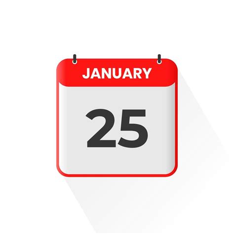 25th January Calendar Icon January 25 Calendar Date Month Icon Vector