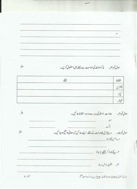 Past Paper Urdu Class 8 Artofit