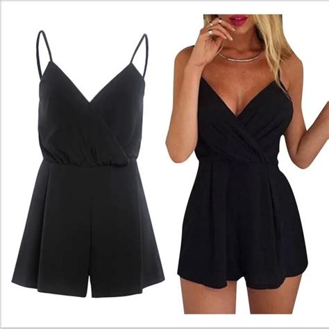 2018 Summer Bodysuit Women Sleeveless Loose Playsuit Sexy Deep V Neck