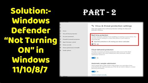 How To Enable Windows Defender In Windows 10 Part 2 Windows Defender Not Working In Windows 10